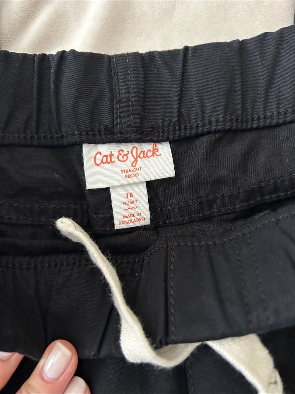 Cat & Jack Black Pants with Cream Drawstring